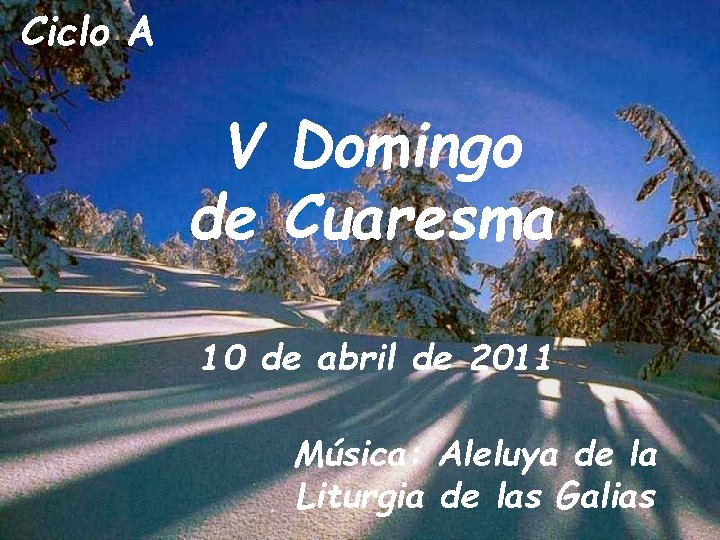 Ciclo A V Domingo de Cuaresma 10 de abril de 2011 Música: Aleluya de