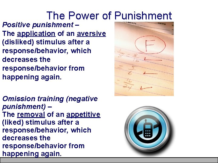 The Power of Punishment Positive punishment – The application of an aversive (disliked) stimulus