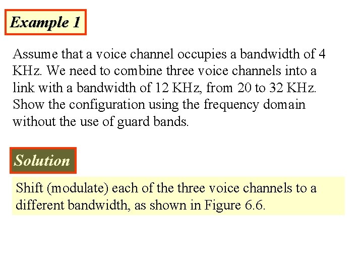 Example 1 Assume that a voice channel occupies a bandwidth of 4 KHz. We