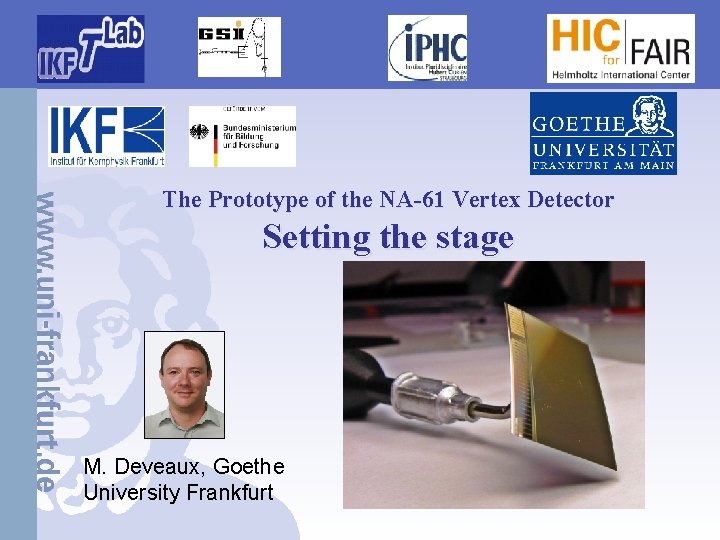 The Prototype of the NA-61 Vertex Detector Setting the stage M. Deveaux, Goethe University