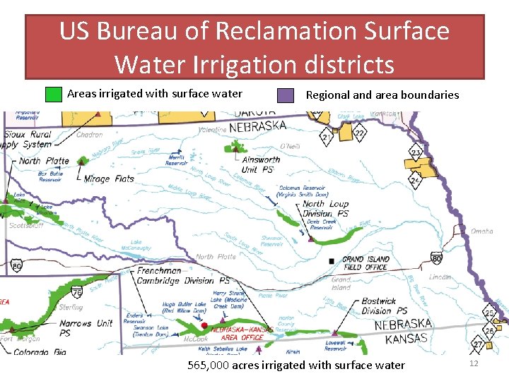 US Bureau of Reclamation Surface Water Irrigation districts Areas irrigated with surface water Regional