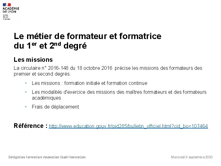 Le métier de formateur et formatrice du 1 er et 2 nd degré Les