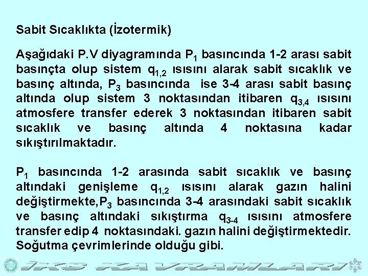 Sabit Sıcaklıkta (İzotermik) Aşağıdaki P. V diyagramında P 1 basıncında 1 -2 arası sabit