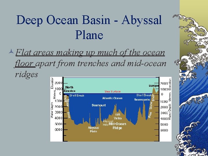 Deep Ocean Basin - Abyssal Plane ©Flat areas making up much of the ocean