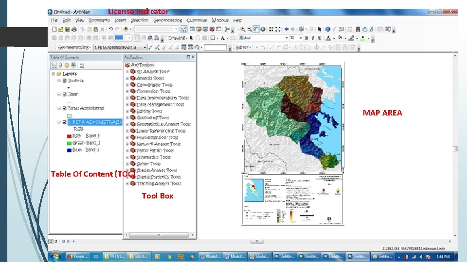 License Indicator MAP AREA Table Of Content (TOC) Tool Box 