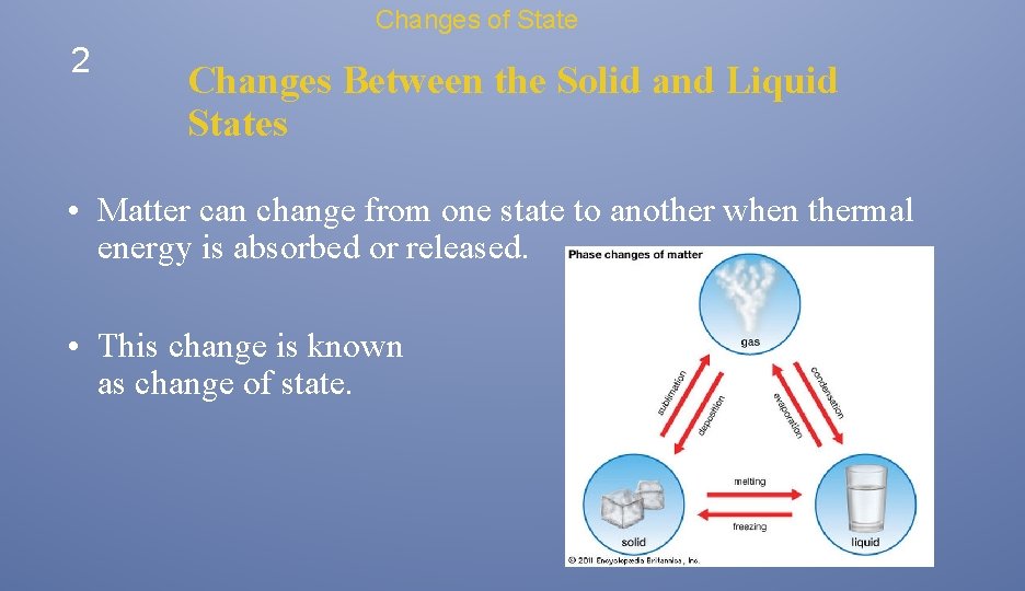 Changes of State 2 Changes Between the Solid and Liquid States • Matter can Changes of State 2 Changes Between the Solid and Liquid States • Matter can