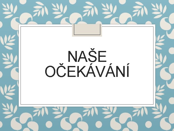 NAŠE OČEKÁVÁNÍ 