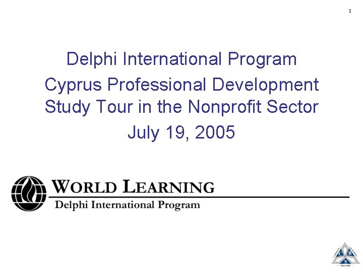 1 Delphi International Program Cyprus Professional Development Study Tour in the Nonprofit Sector July