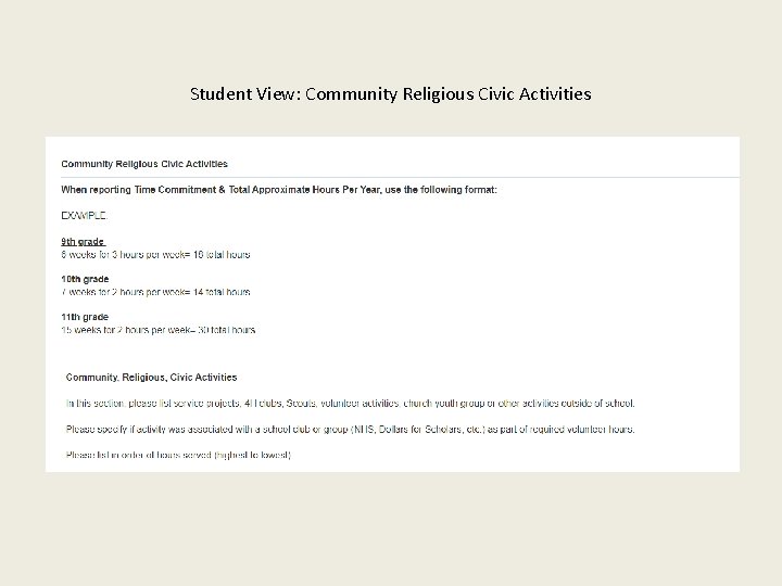 Student View: Community Religious Civic Activities 