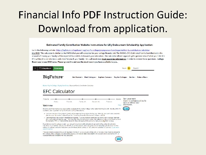 Financial Info PDF Instruction Guide: Download from application. 