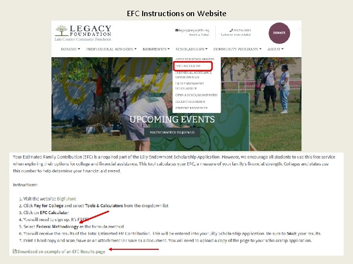 EFC Instructions on Website 