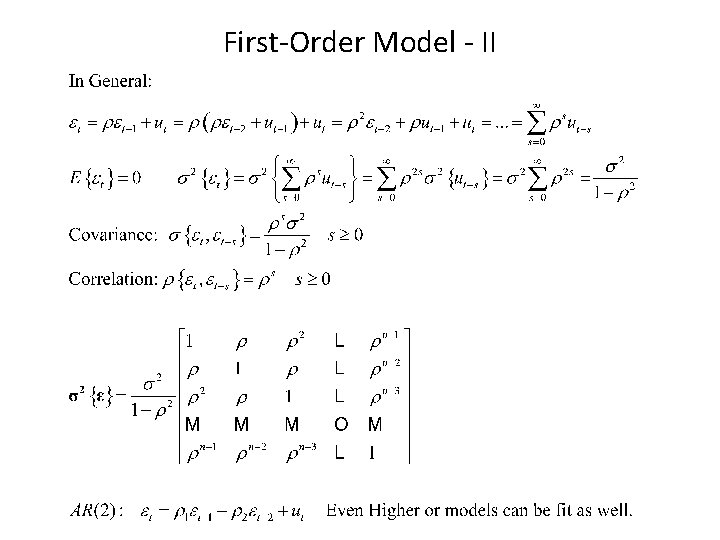 First-Order Model - II 