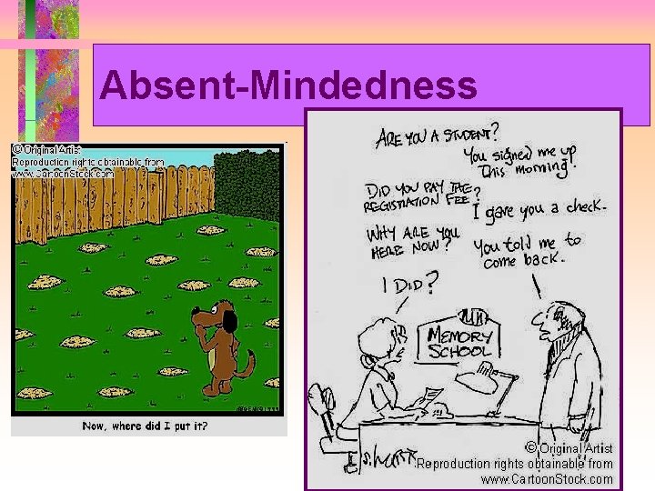 Absent-Mindedness Forgetting caused by lapses in attention 