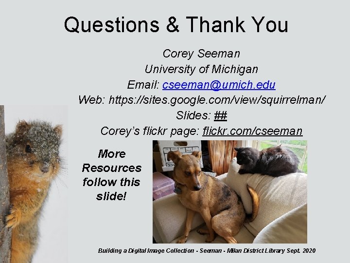 Questions & Thank You Corey Seeman University of Michigan Email: cseeman@umich. edu Web: https: