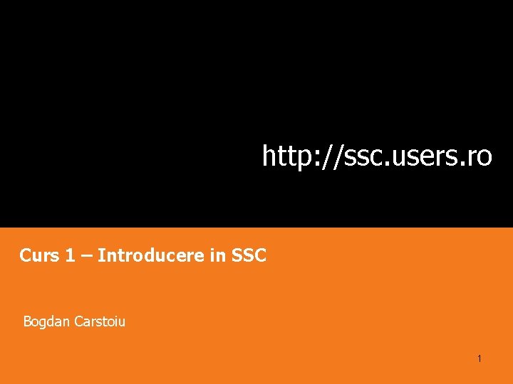 http: //ssc. users. ro Curs 1 – Introducere in SSC Bogdan Carstoiu 1 