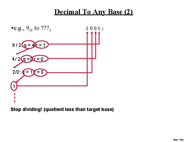 Decimal To Any Base (2) • e. g. , 910 to ? ? ?