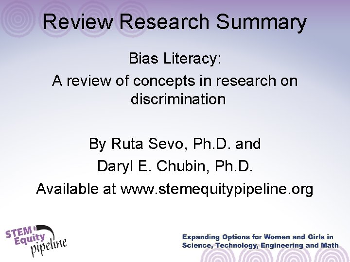 Review Research Summary Bias Literacy: A review of concepts in research on discrimination By