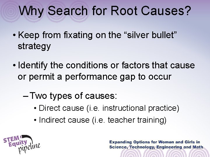 Why Search for Root Causes? • Keep from fixating on the “silver bullet” strategy
