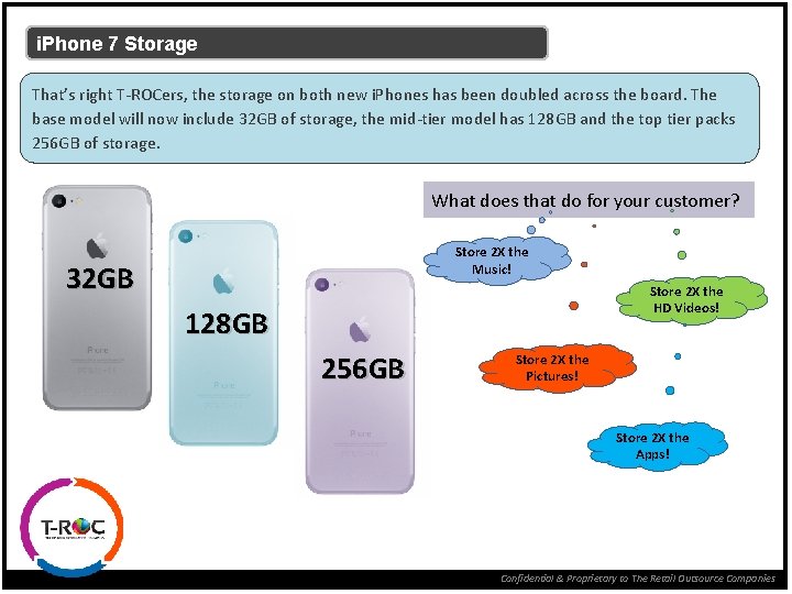 i. Phone 7 Storage That’s right T-ROCers, the storage on both new i. Phones