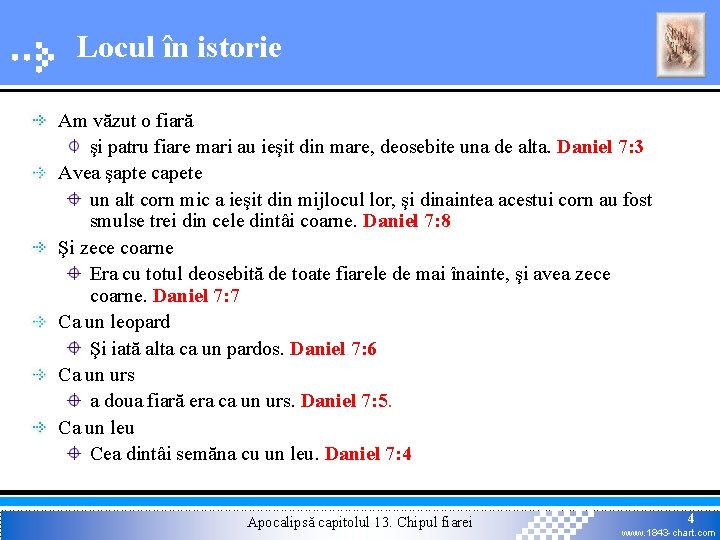 Locul în istorie Am văzut o fiară şi patru fiare mari au ieşit din