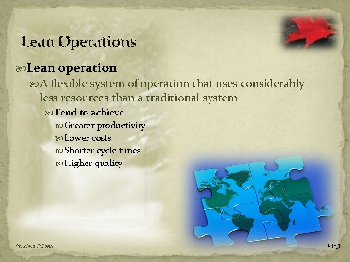 Lean Operations Lean operation A flexible system of operation that uses considerably less resources