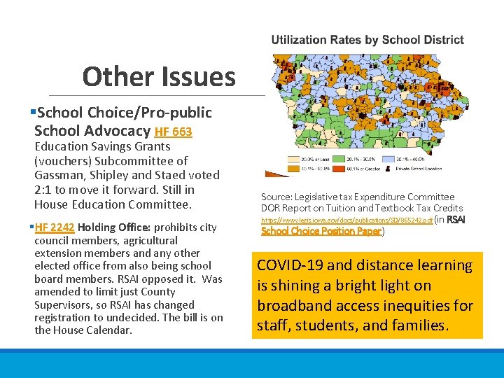 Other Issues §School Choice/Pro-public School Advocacy HF 663 Education Savings Grants (vouchers) Subcommittee of