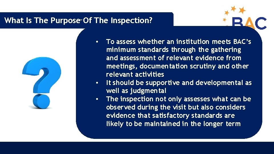 Preparing for a BAC full reaccreditation inspection BRITISH
