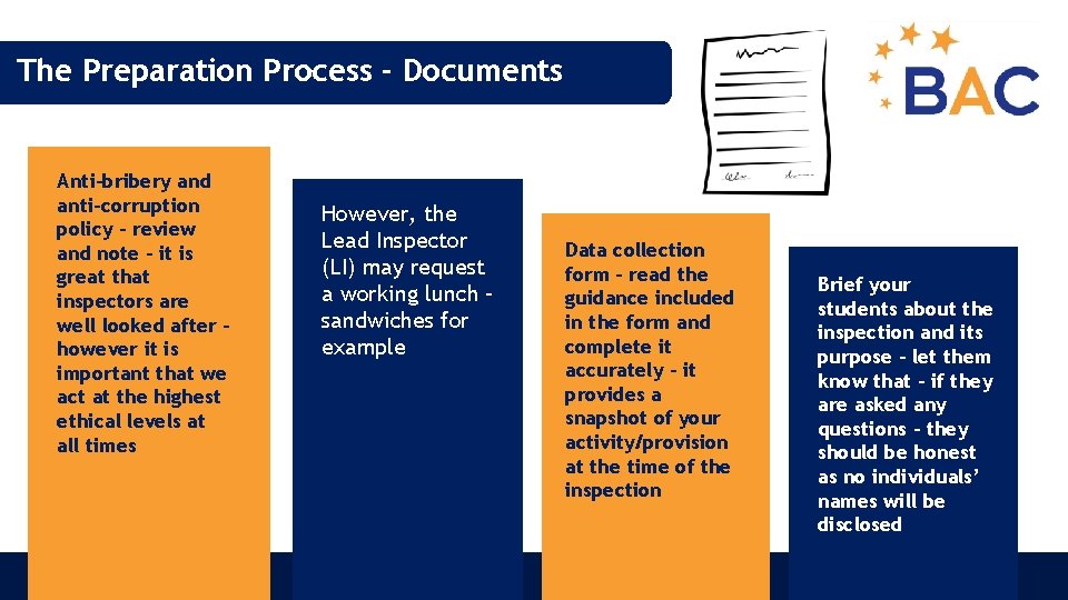 Preparing for a BAC full reaccreditation inspection BRITISH