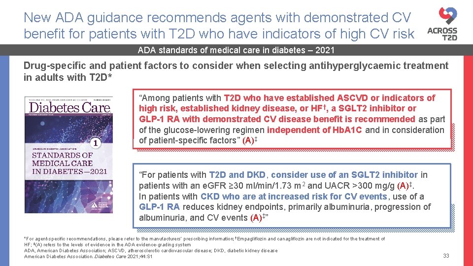 New ADA guidance recommends agents with demonstrated CV benefit for patients with T 2