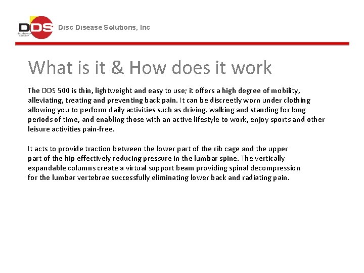 Disc Disease Solutions, Inc What is it & How does it work The DDS
