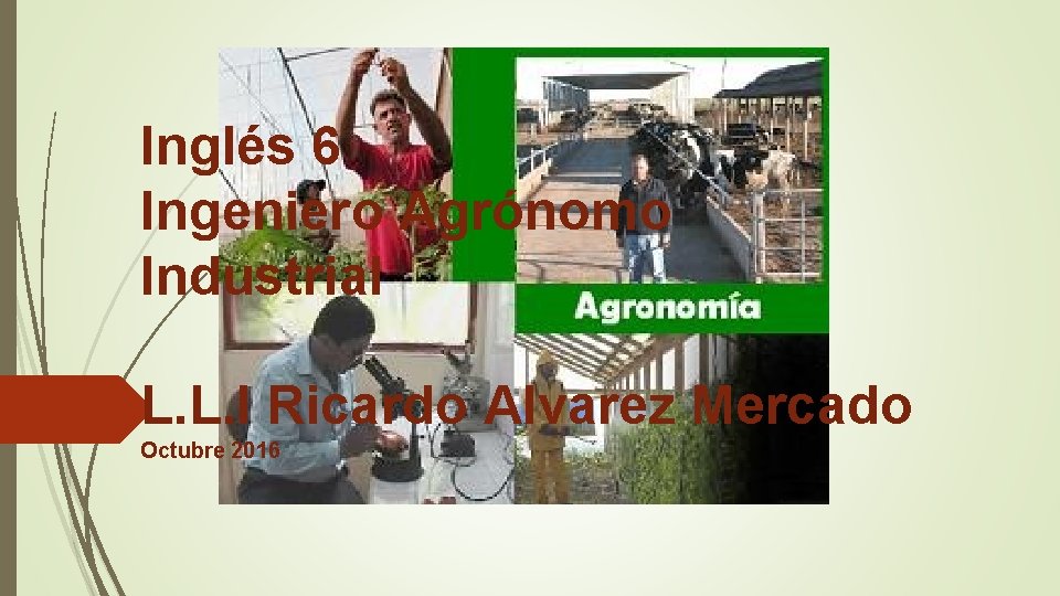 Inglés 6 Ingeniero Agrónomo Industrial L. L. I Ricardo Alvarez Mercado Octubre 2016 