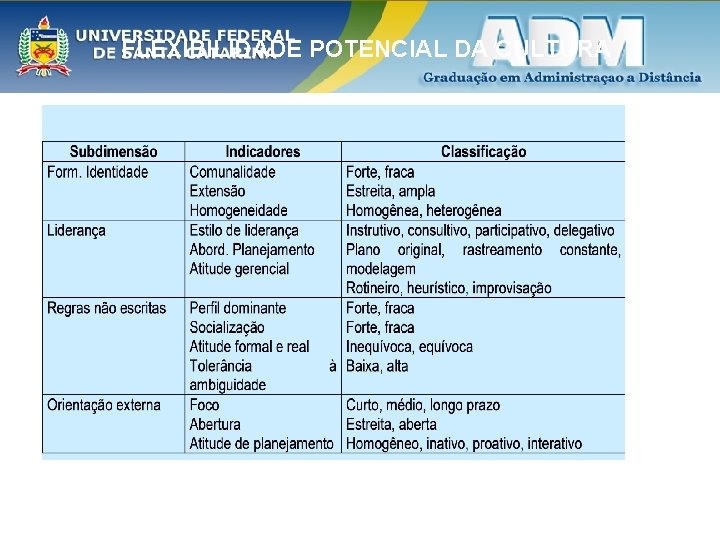 FLEXIBILIDADE POTENCIAL DA CULTURA 