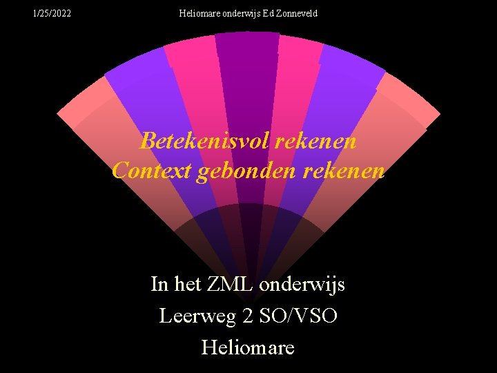 1/25/2022 Heliomare onderwijs Ed Zonneveld Betekenisvol rekenen Context gebonden rekenen In het ZML onderwijs