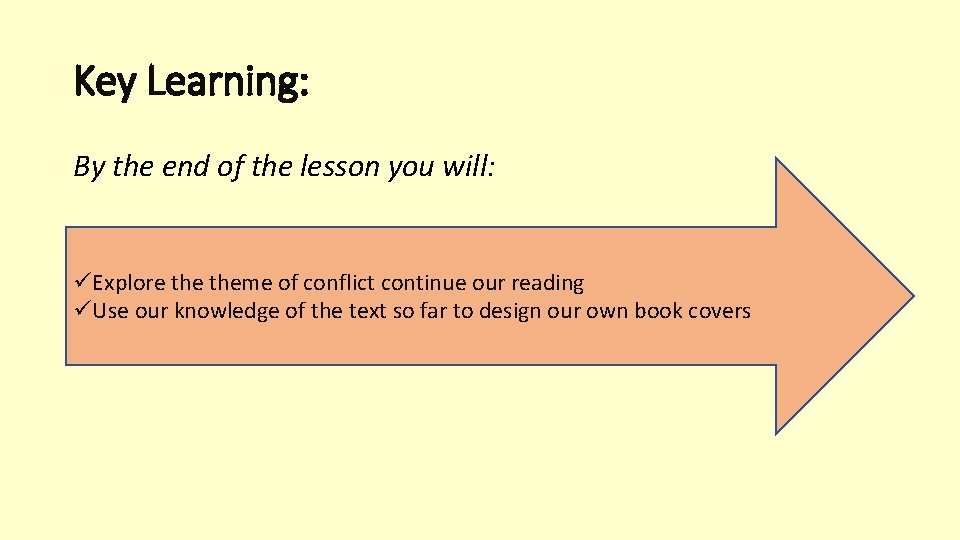 Key Learning: By the end of the lesson you will: üExplore theme of conflict