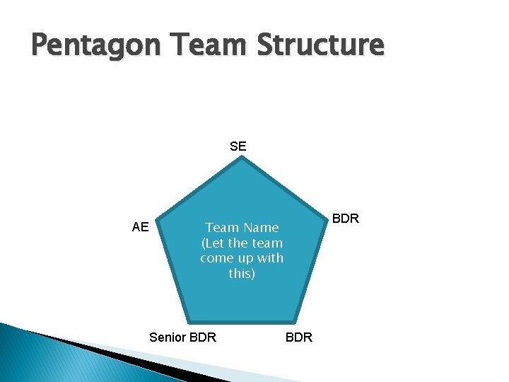 Pentagon Team Structure SE AE BDR Team Name (Let the team come up with