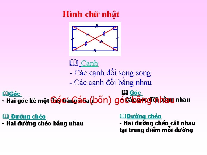 Hình chữ nhật & Cạnh - Các cạnh đối song - Các cạnh đối