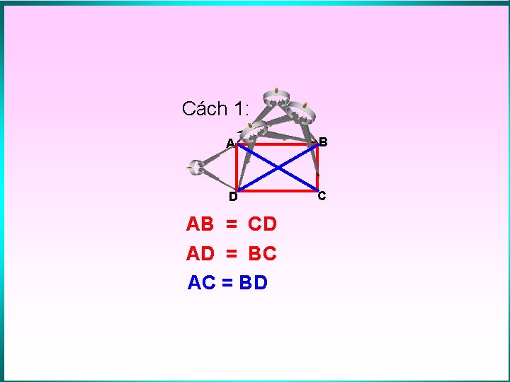 Cách 1: A B D C AB = CD AD = BC AC =