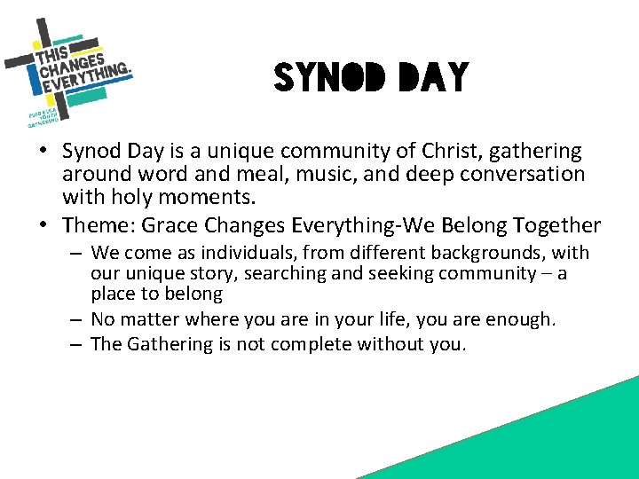 Synod Day • Synod Day is a unique community of Christ, gathering around word