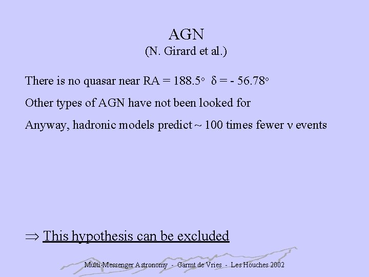 AGN (N. Girard et al. ) There is no quasar near RA = 188.