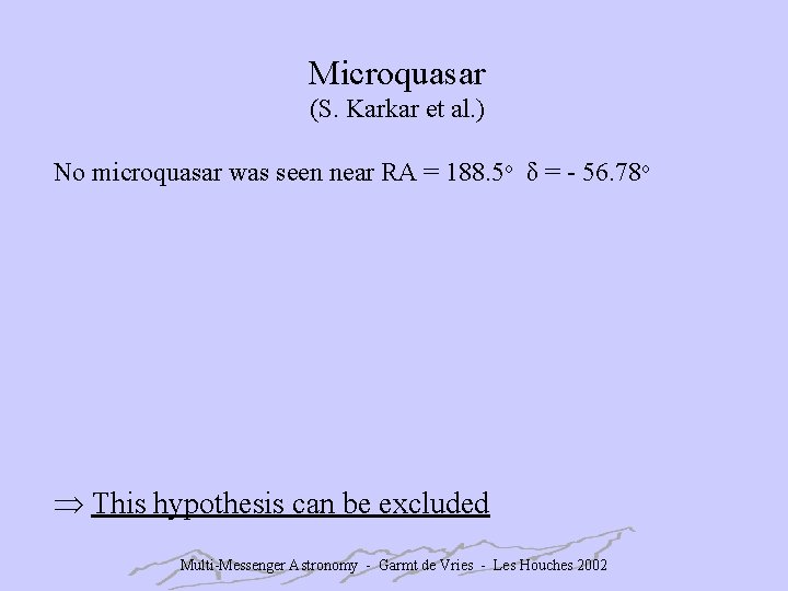 Microquasar (S. Karkar et al. ) No microquasar was seen near RA = 188.