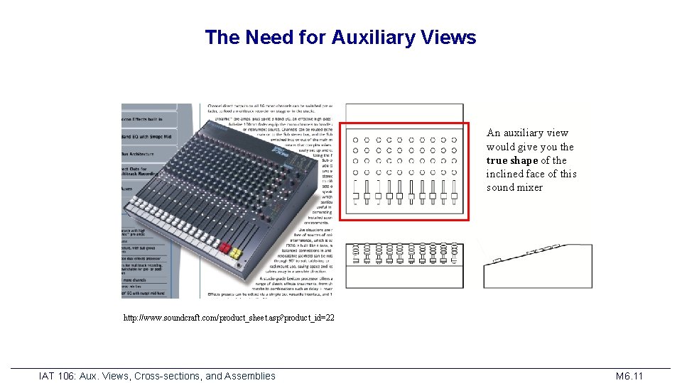 The Need for Auxiliary Views An auxiliary view would give you the true shape