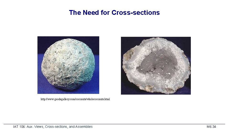 The Need for Cross-sections http: //www. geodegallery. com/coconuts/wholecoconuts. html IAT 106: Aux. Views, Cross-sections,