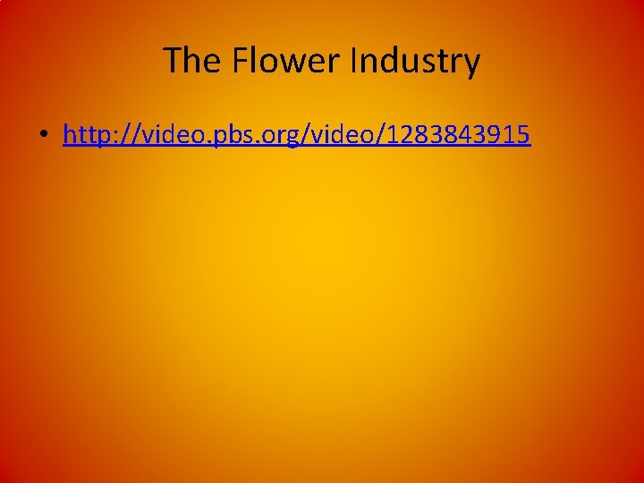The Flower Industry • http: //video. pbs. org/video/1283843915 