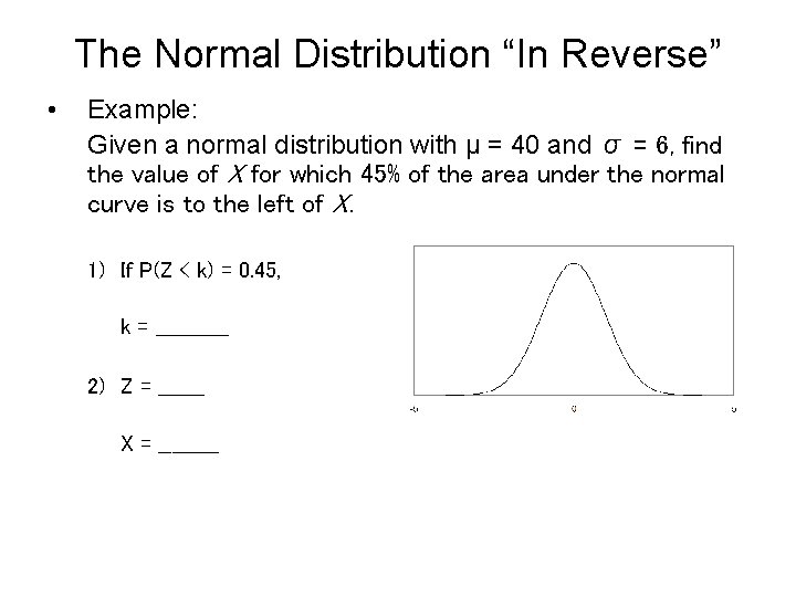 The Normal Distribution In Reverse Example Given a