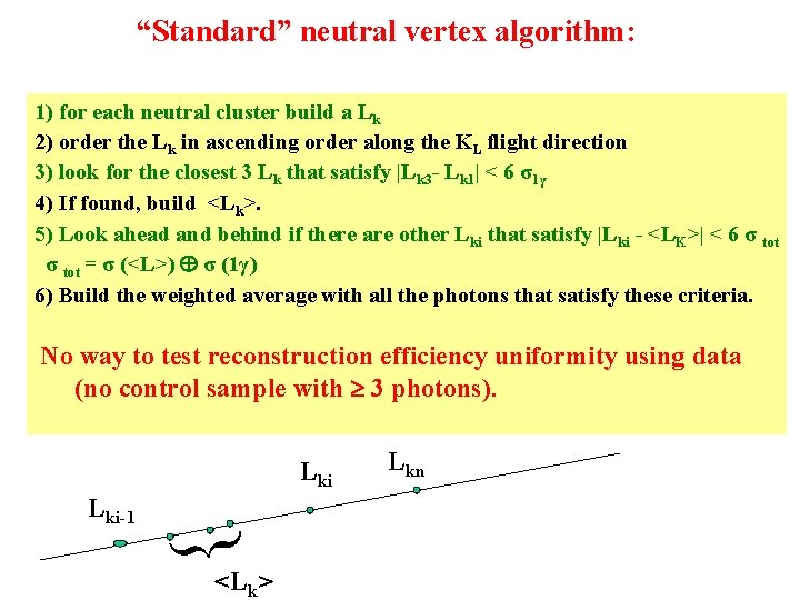 “Standard” neutral vertex algorithm: 1) for each neutral cluster build a Lk 2) order