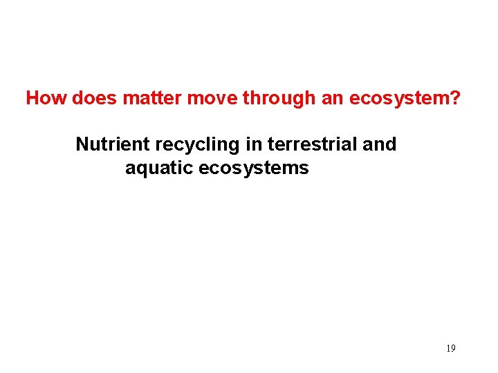 How does matter move through an ecosystem? Nutrient recycling in terrestrial and aquatic ecosystems