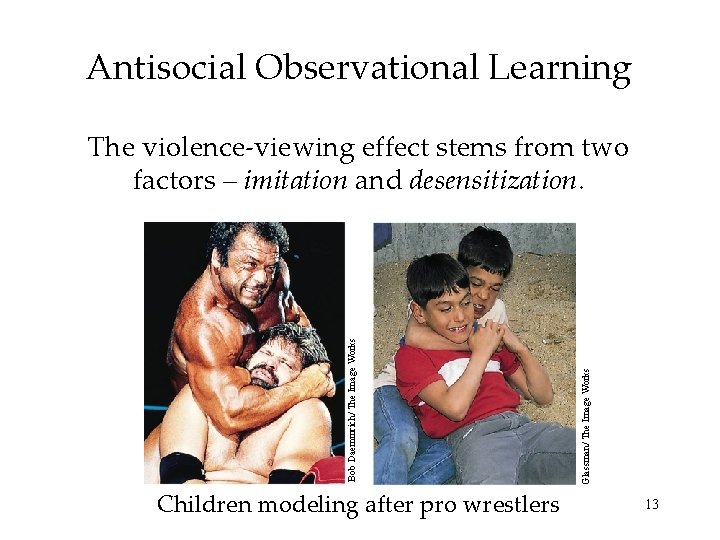 Antisocial Observational Learning Children modeling after pro wrestlers Glassman/ The Image Works Bob Daemmrich/