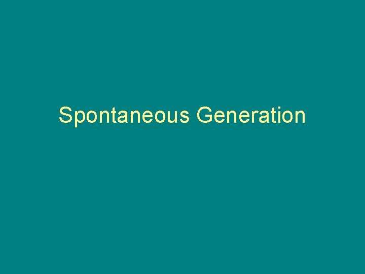 Spontaneous Generation 
