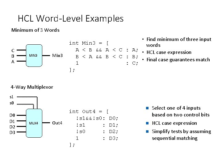 HCL Word-Level Examples Minimum of 3 Words C B A MIN 3 Min 3