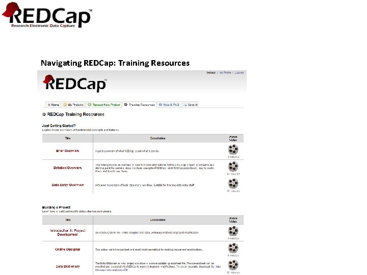 Navigating REDCap: Training Resources 